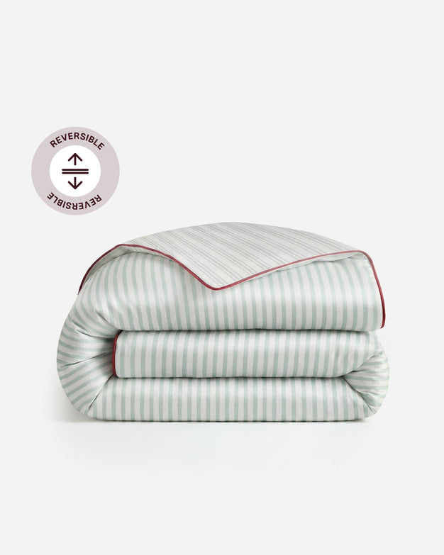 Sunday Citizen Mare Silky Lyocell Duvet Cover in Misty Blue - White