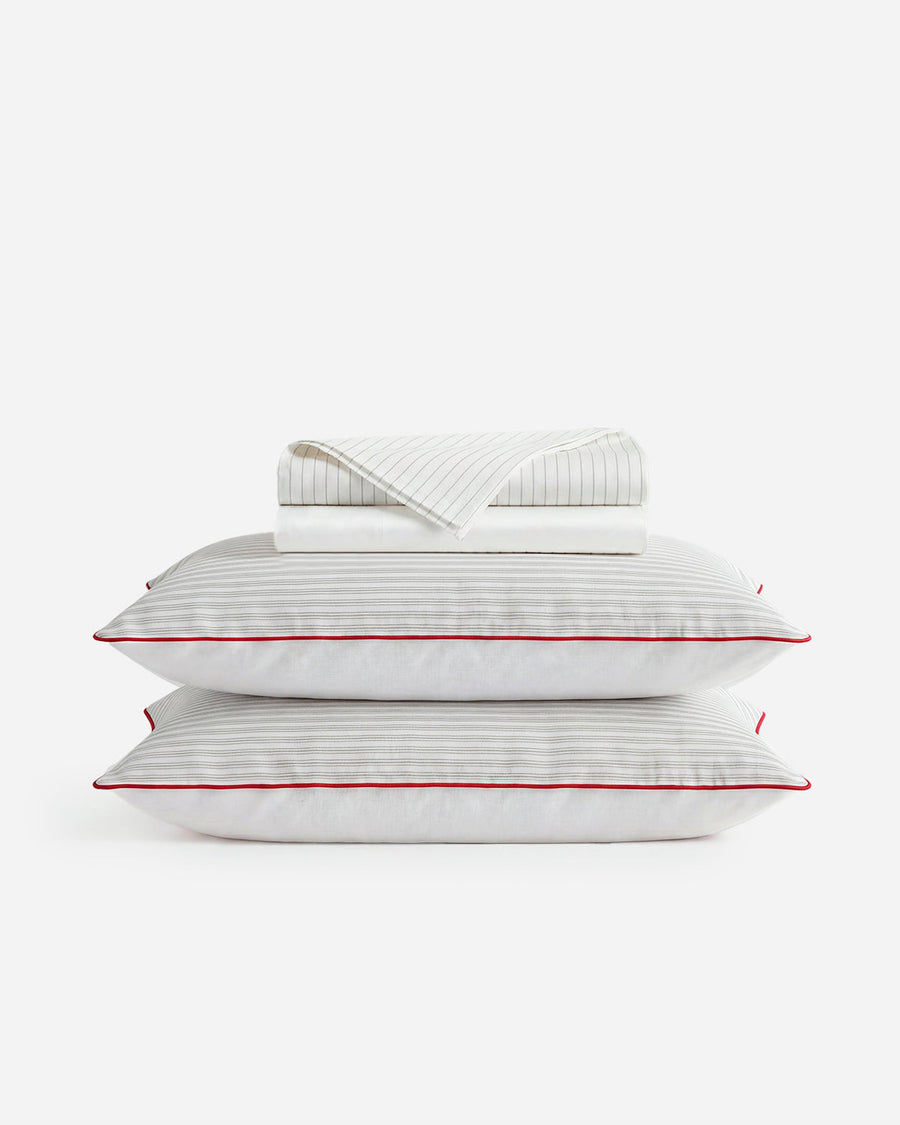Sunday Citizen Mare Silky Lyocell Sheet. Set in Misty Blue - White