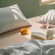 Sunday Citizen Mare Silky Lyocell Sheet. Set in Misty Blue - White