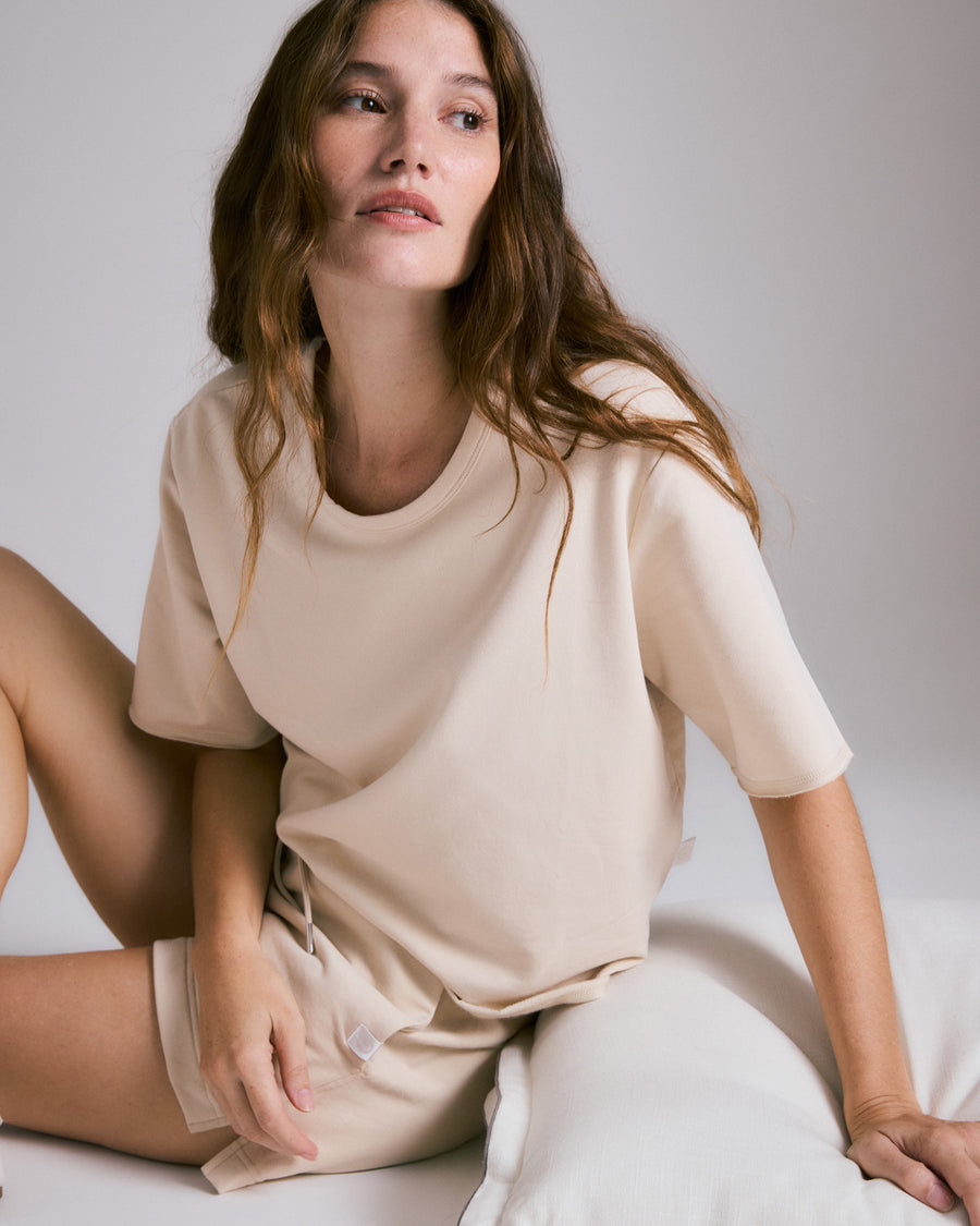 Organic French Terry T-Shirt Sahara Tan