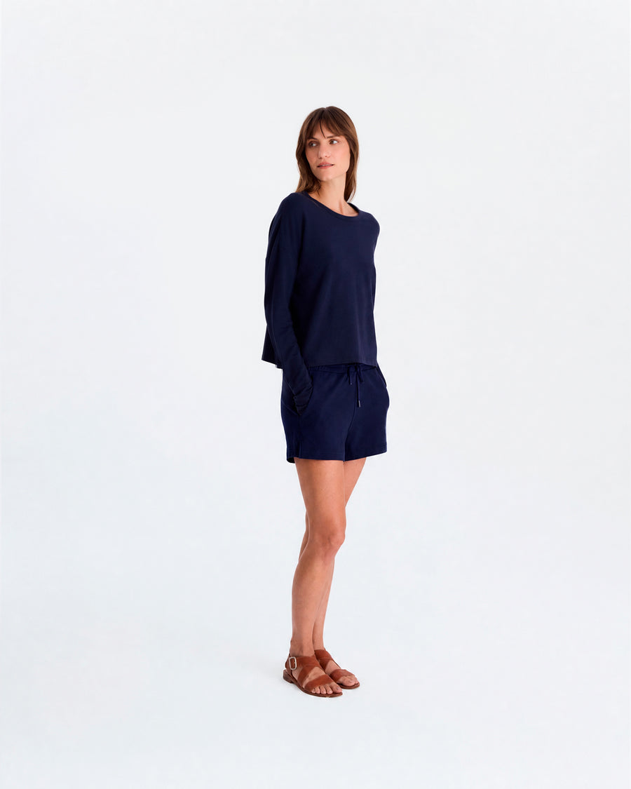 Sunday Citizen Organic French Terry Short in Marine Blue