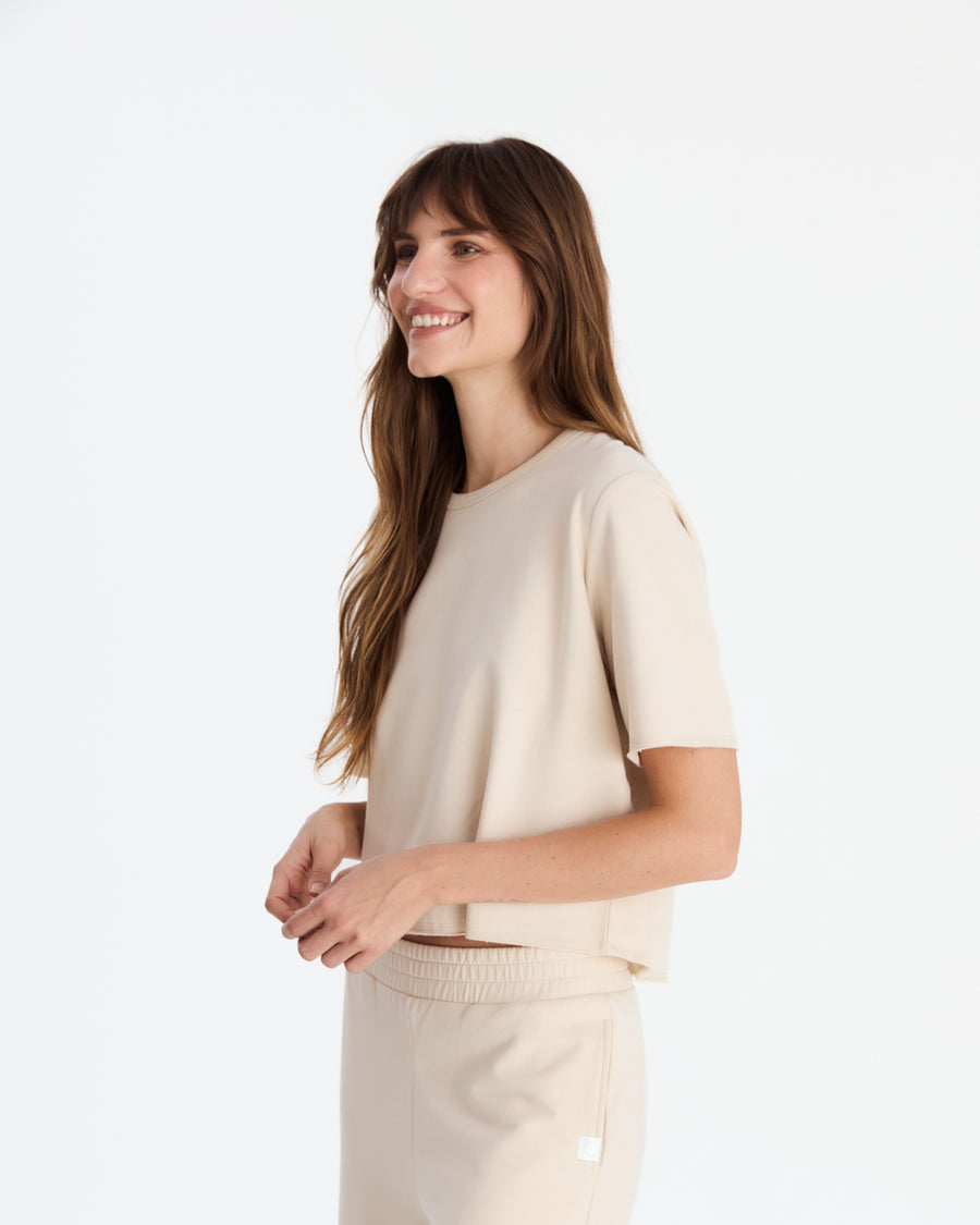 Organic French Terry T-Shirt Sahara Tan