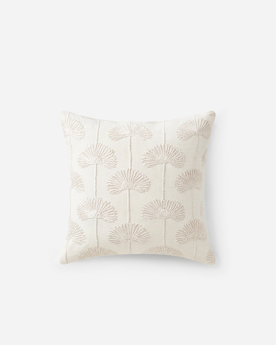 Palm Leaf Emb Large Throw Pillow Off white