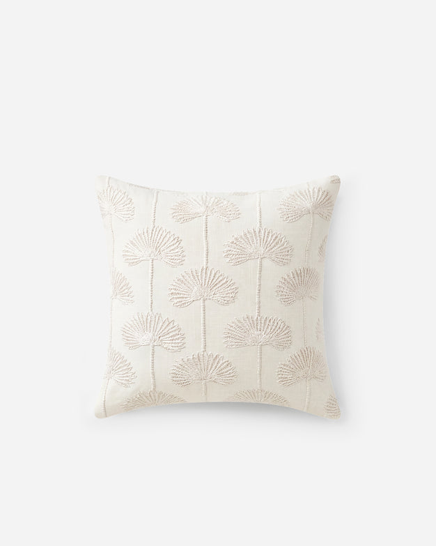 Palm Leaf Emb Large Throw Pillow Off white