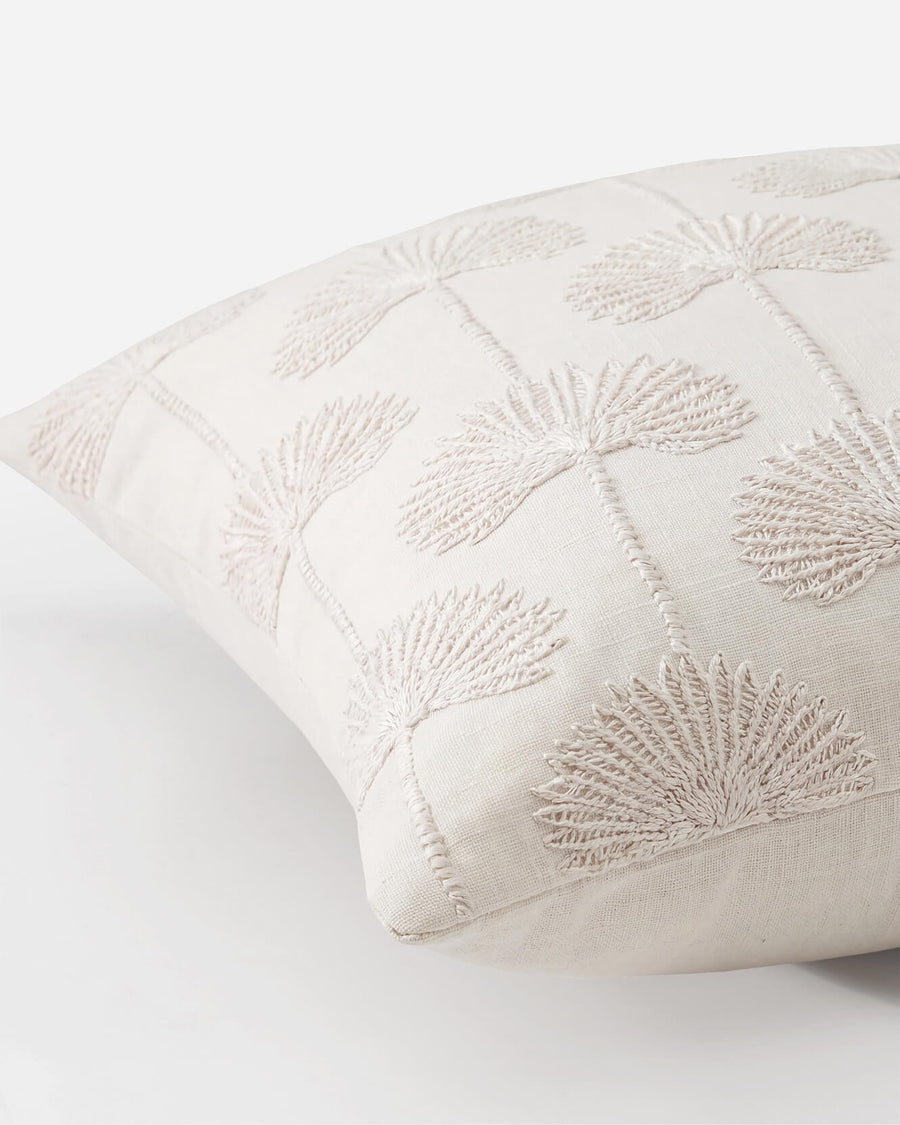 Palm Leaf Emb Large Throw Pillow Off white