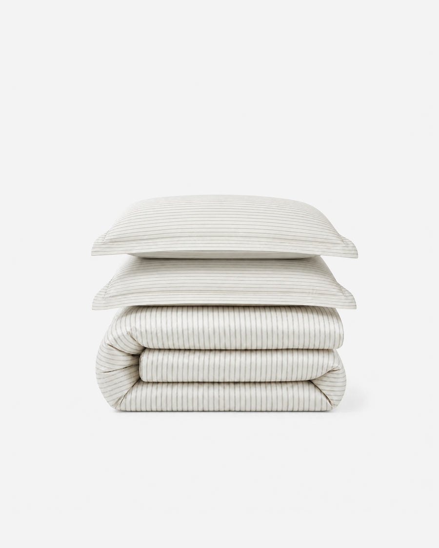Sunday Citizen Perla Cotton Sateen Duvet Cover in White - Cloud Grey
