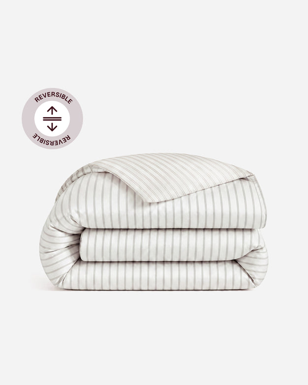 Sunday Citizen Perla Cotton Sateen Duvet Cover in White - Cloud Grey