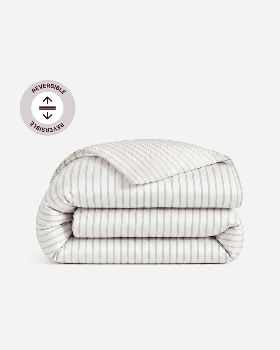 Image of Perla Reversible Cotton Sateen Duvet Cover