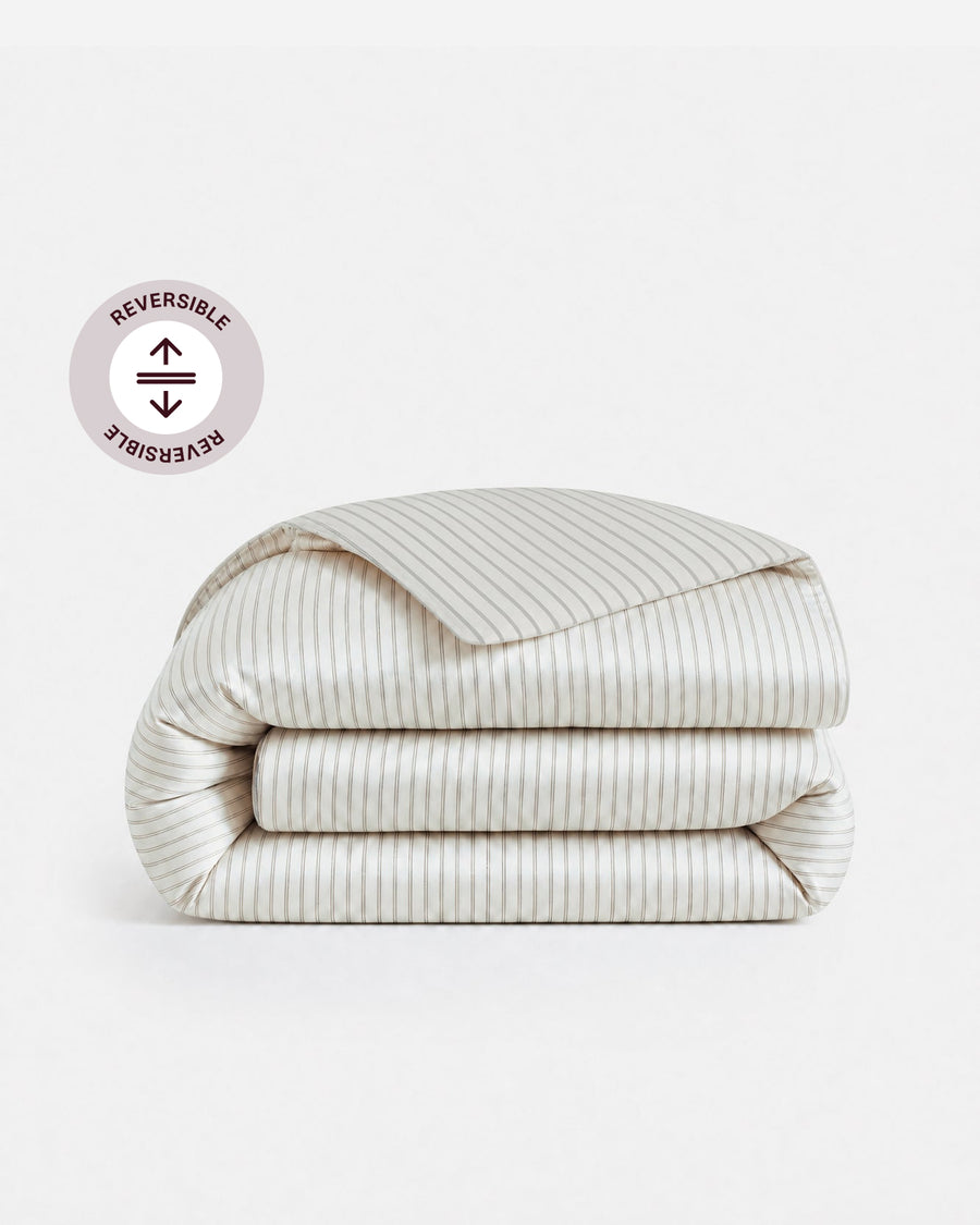 Image of Perla Reversible Cotton Sateen Duvet Cover