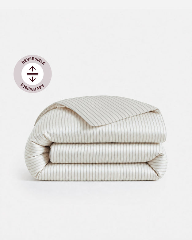 Sunday Citizen Perla Cotton Sateen Duvet Cover in White - Cloud Grey
