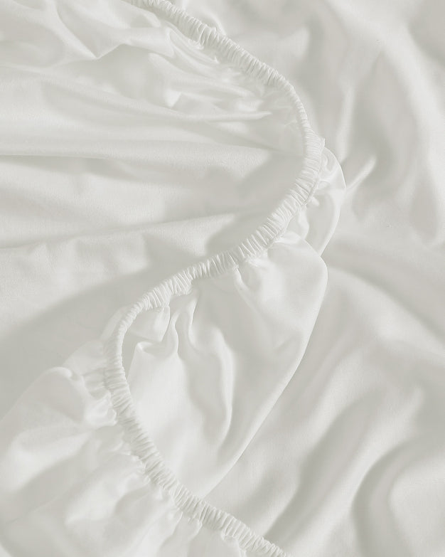 Sunday Citizen Perla Cotton Sateen Fitted Sheet in White