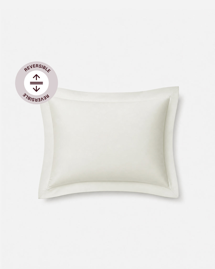Perla Reversible Cotton Sateen Sham Set White - Cloud Grey
