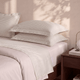 Perla Reversible Cotton Sateen Sham Set White - Cloud Grey