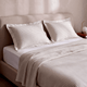 Perla Reversible Cotton Sateen Sham Set White - Cloud Grey