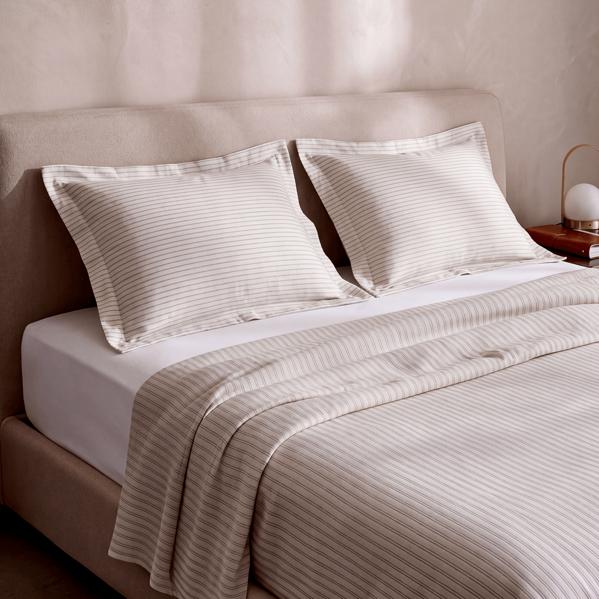 Perla Reversible Cotton Sateen Sham Set White - Cloud Grey