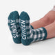 Snug Checkered Socks Ivory - Mediterrea Teal