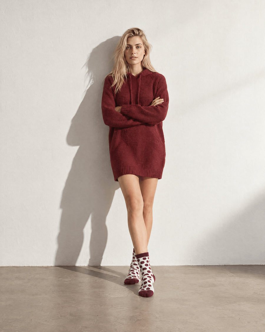 Snug Polka Dots Socks Deep Burgundy