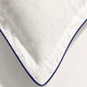Sunday Citizen Porto Cooling Lumiere Piping Pillowcase in White - Midnight