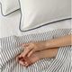 Sunday Citizen Porto Cooling Lumiere Piping Pillowcase in White - Midnight