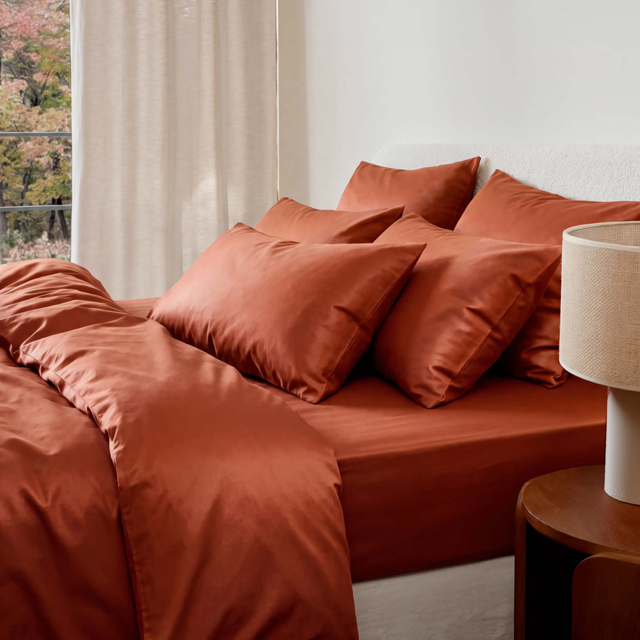 Premium Bamboo Viscose Fitted Sheet rust