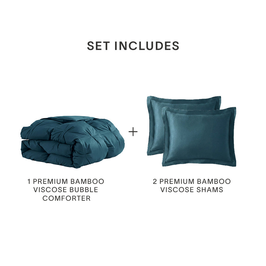 Premium Bamboo Viscose Bubble Comforter Bundle Mediterranea