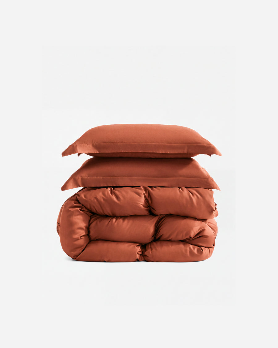 Premium Bamboo Viscose Bubble Comforter Bundle Rust