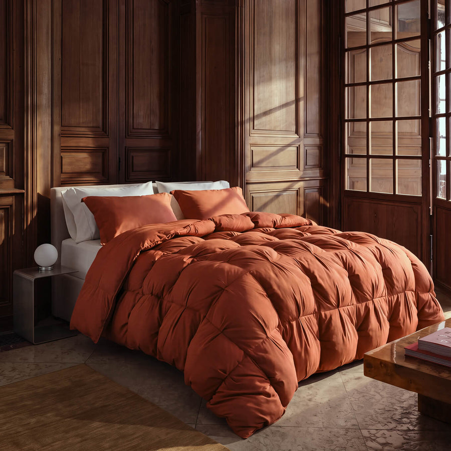 Premium Bamboo Viscose Bubble Comforter Bundle Rust