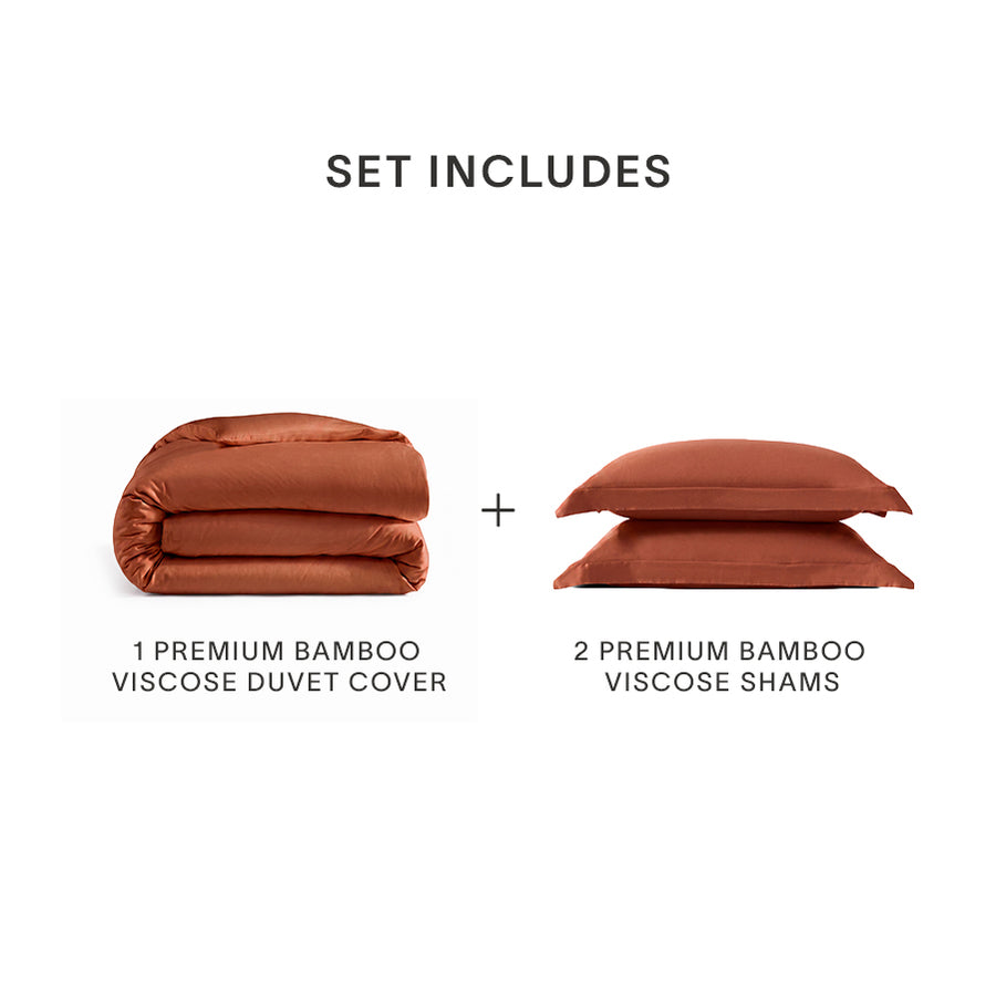 Premium Bamboo Viscose Duvet Bundle  rust