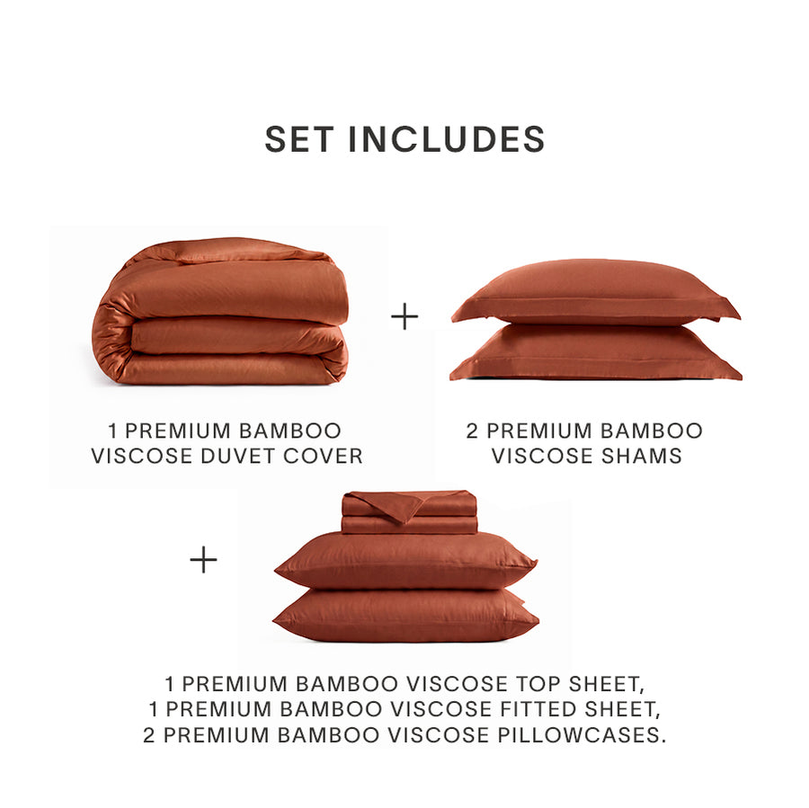 Premium Bamboo Viscose Duvet Move In Bundle Rust