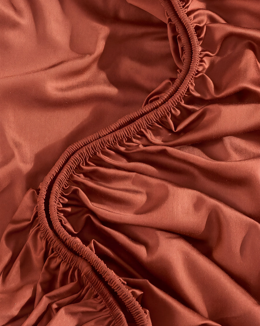 Premium Bamboo Viscose Fitted Sheet rust
