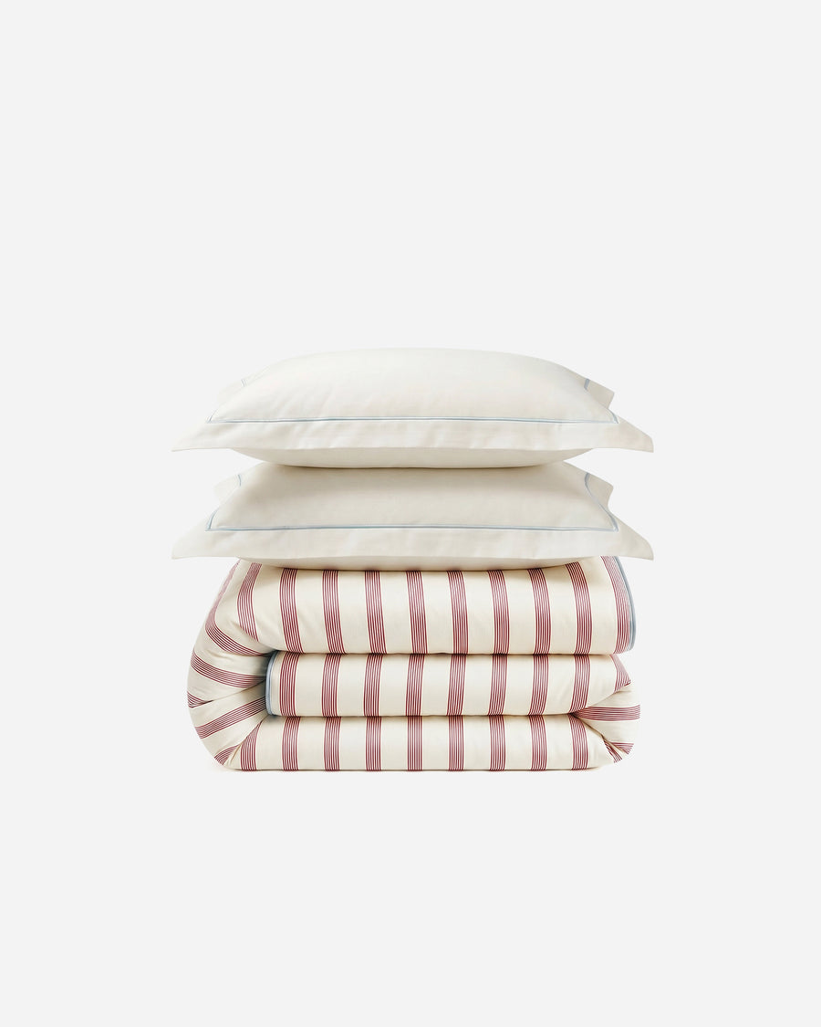 Rimini Reversible Cotton Sateen Duvet Bundle Terracotta - Off White