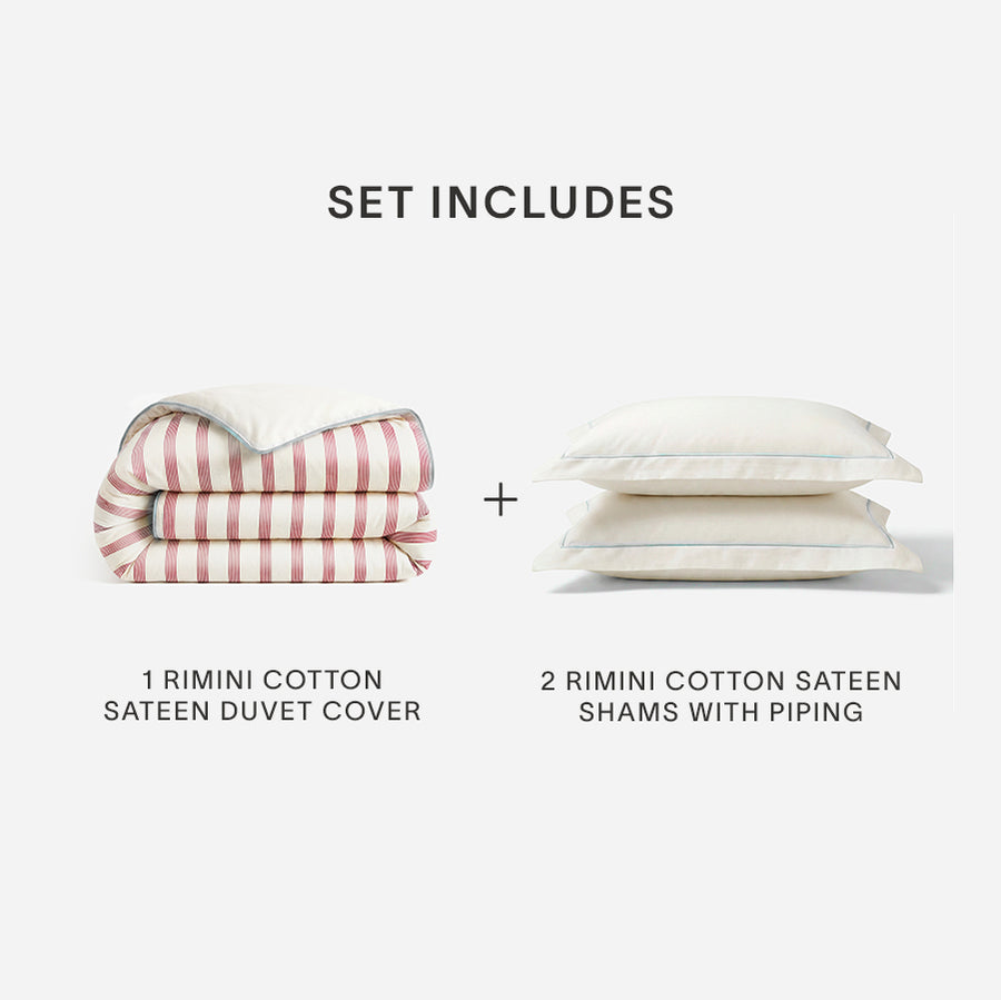 Rimini Reversible Cotton Sateen Duvet Bundle Terracotta - Off White
