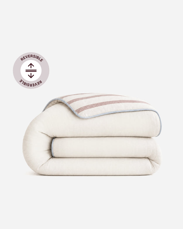 Rimini Reversible Cotton Sateen Duvet Cover Terracotta - Misty Blue
