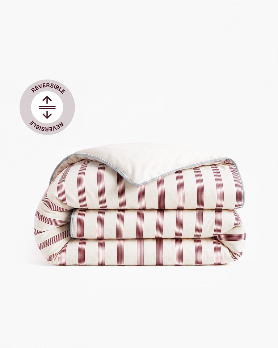 Rimini Reversible Cotton Sateen Duvet Terracotta - Off White