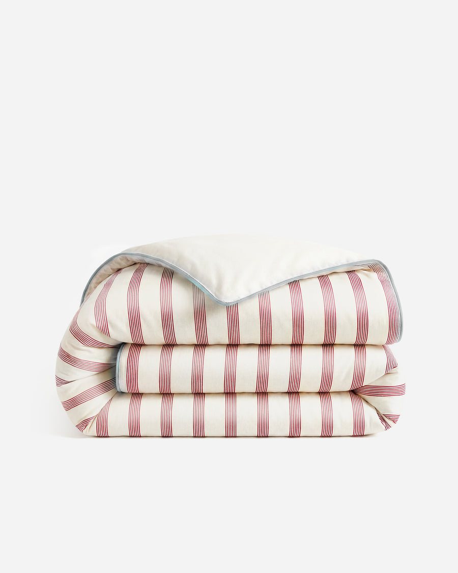 Rimini Reversible Cotton Sateen Duvet Bundle Terracotta - Off White