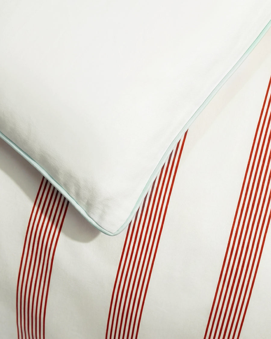 Rimini Cotton Sateen Duvet Cover Terracotta - Off White