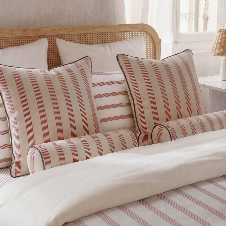Rimini Reversible Cotton Sateen Duvet Bundle Terracotta - Off White