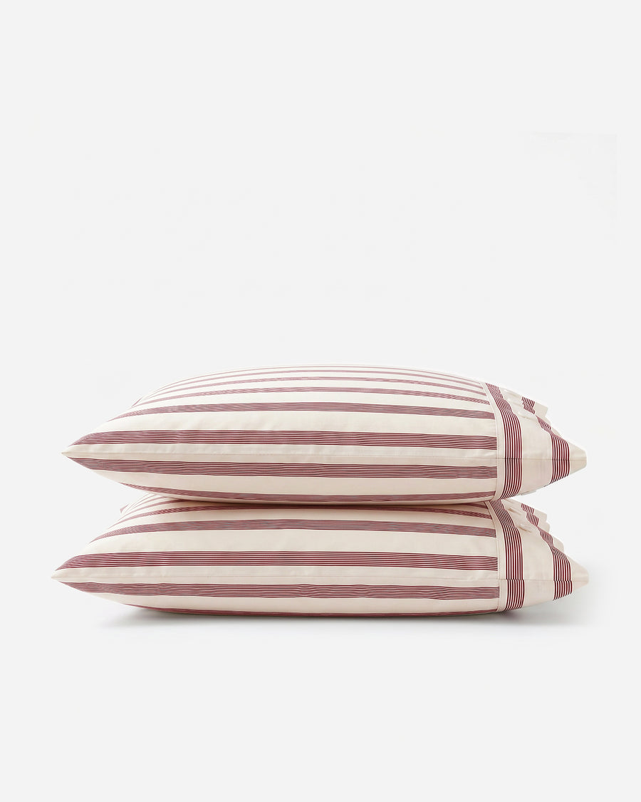 Sunday Citizen Rimini Cotton Sateen Pillowcase in Terracotta - Off White
