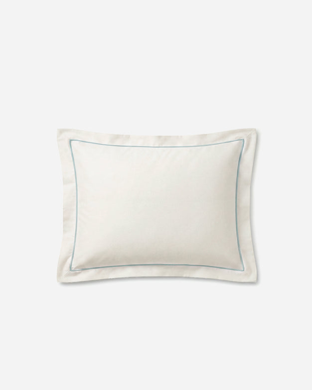 Rimini Cotton Sateen Sham Set with Piping Misty Blue - Off White