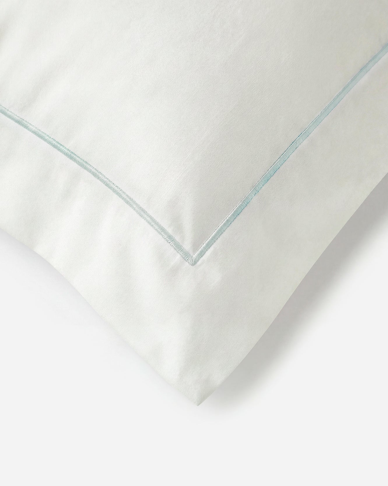 Rimini Cotton Sateen Sham Set with Piping Misty Blue - Off White