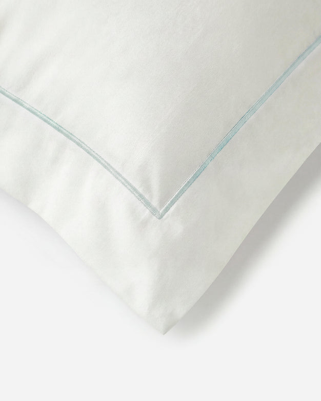Rimini Cotton Sateen Sham Set with Piping Misty Blue - Off White