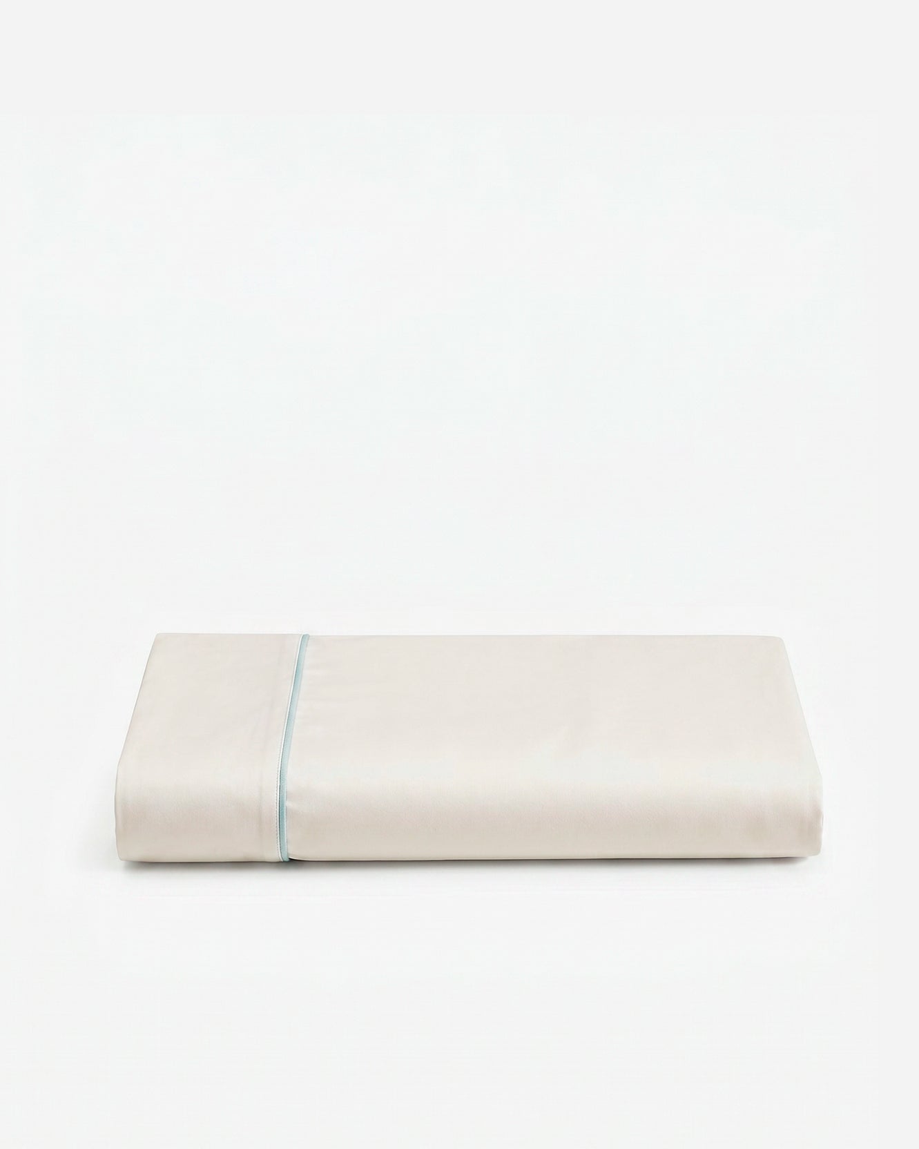 Sunday Citizen Rimini Cotton Sateen Top Sheet in Misty Blue - Off White