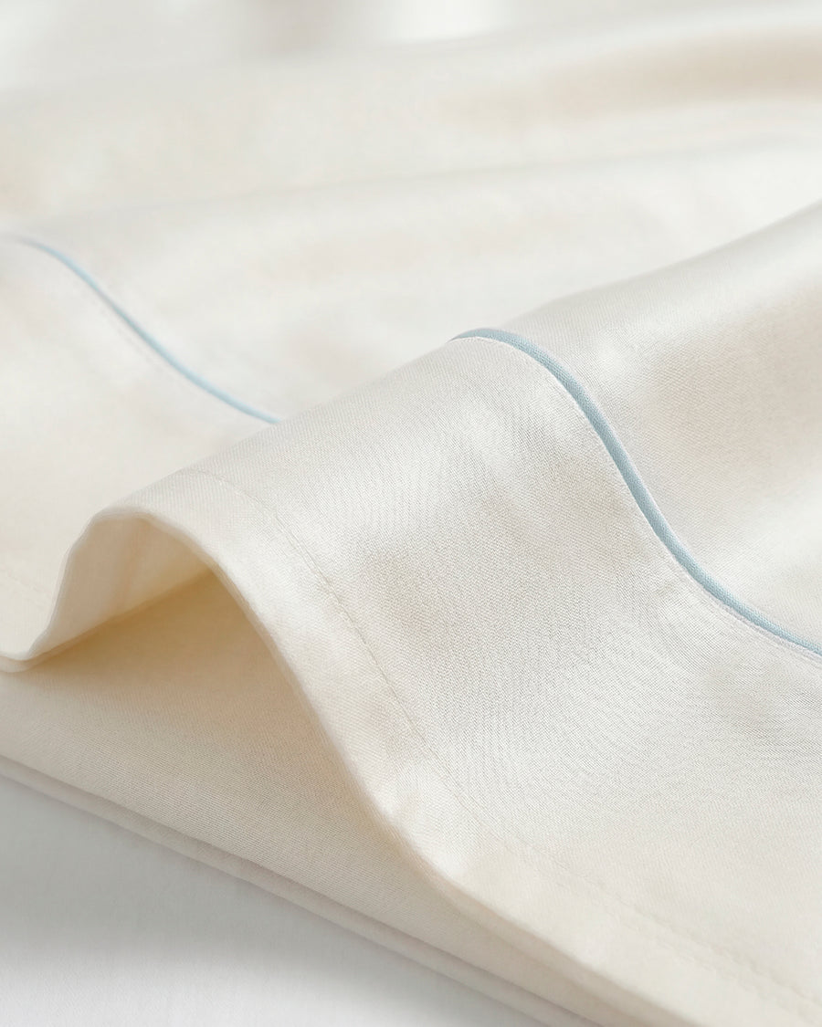 Sunday Citizen Rimini Cotton Sateen Top Sheet in Terracotta - Off White