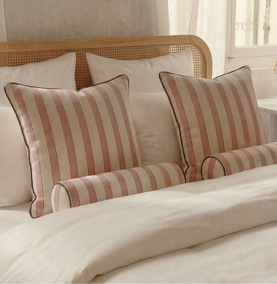 Sunday Citizen Rimini Bolster Pillow in Terracotta - Off White