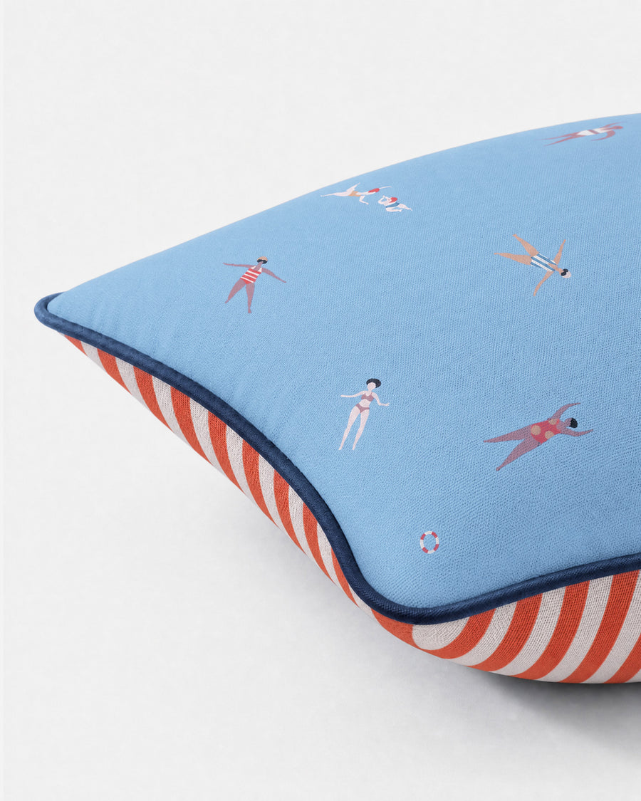 Sunday Citizen Riviera Outdoor Throw Pillow in Red - Off White
