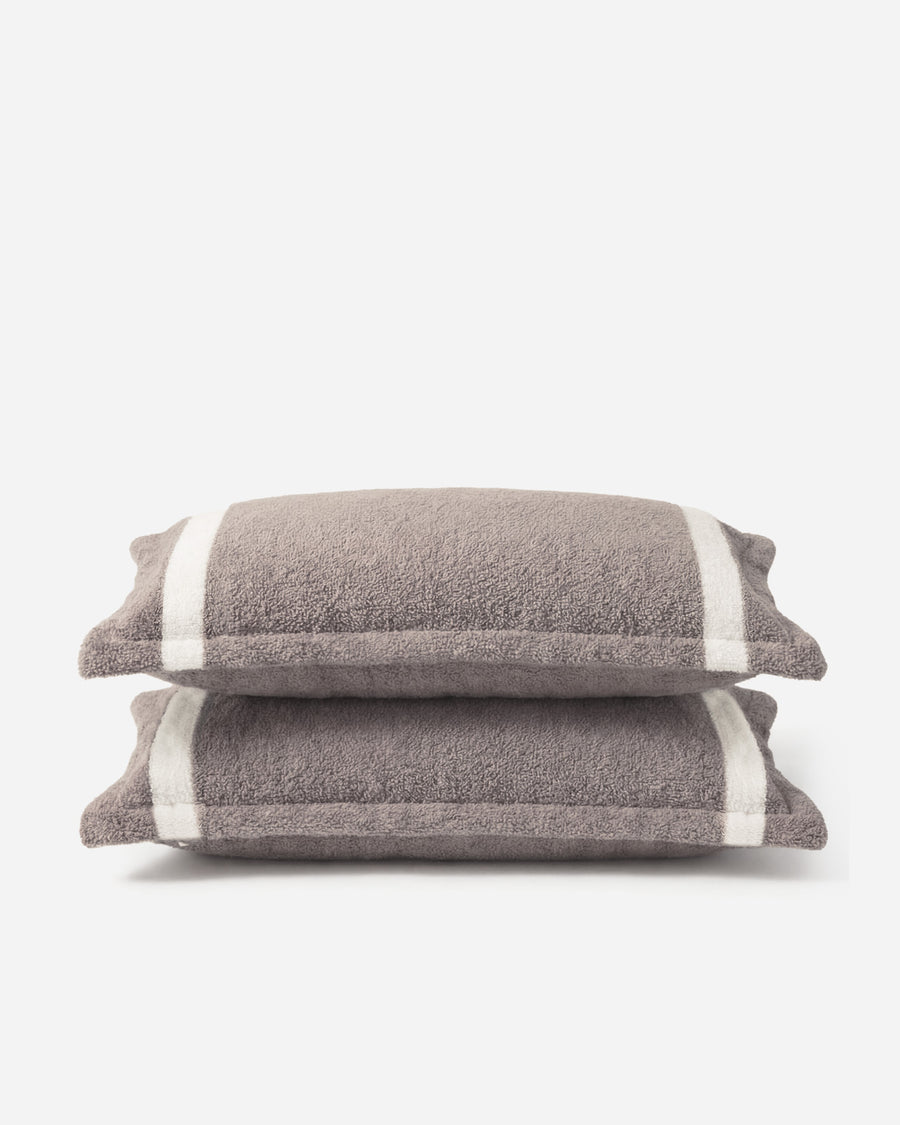 Sunday Citizen Sabbia Snug Striped Sham Set in Taupe - Off White
