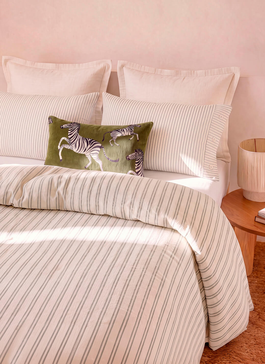 Salvia Cotton Mist Sham Set Light Sage - Off White