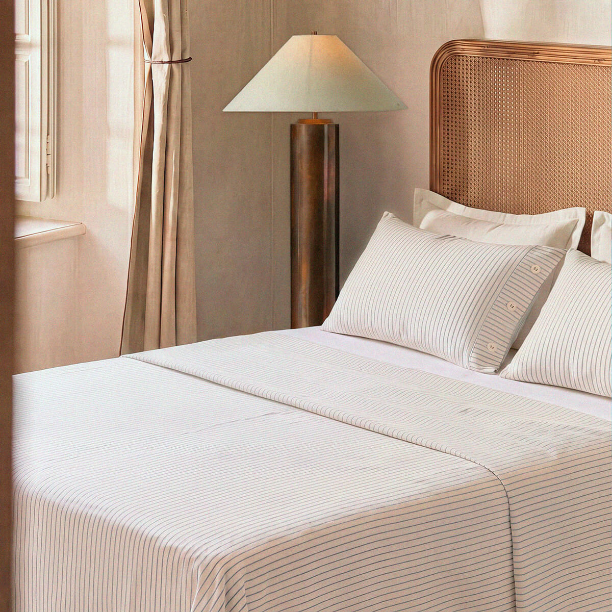Salvia Cotton Mist Top Sheet Light Sage - Off White