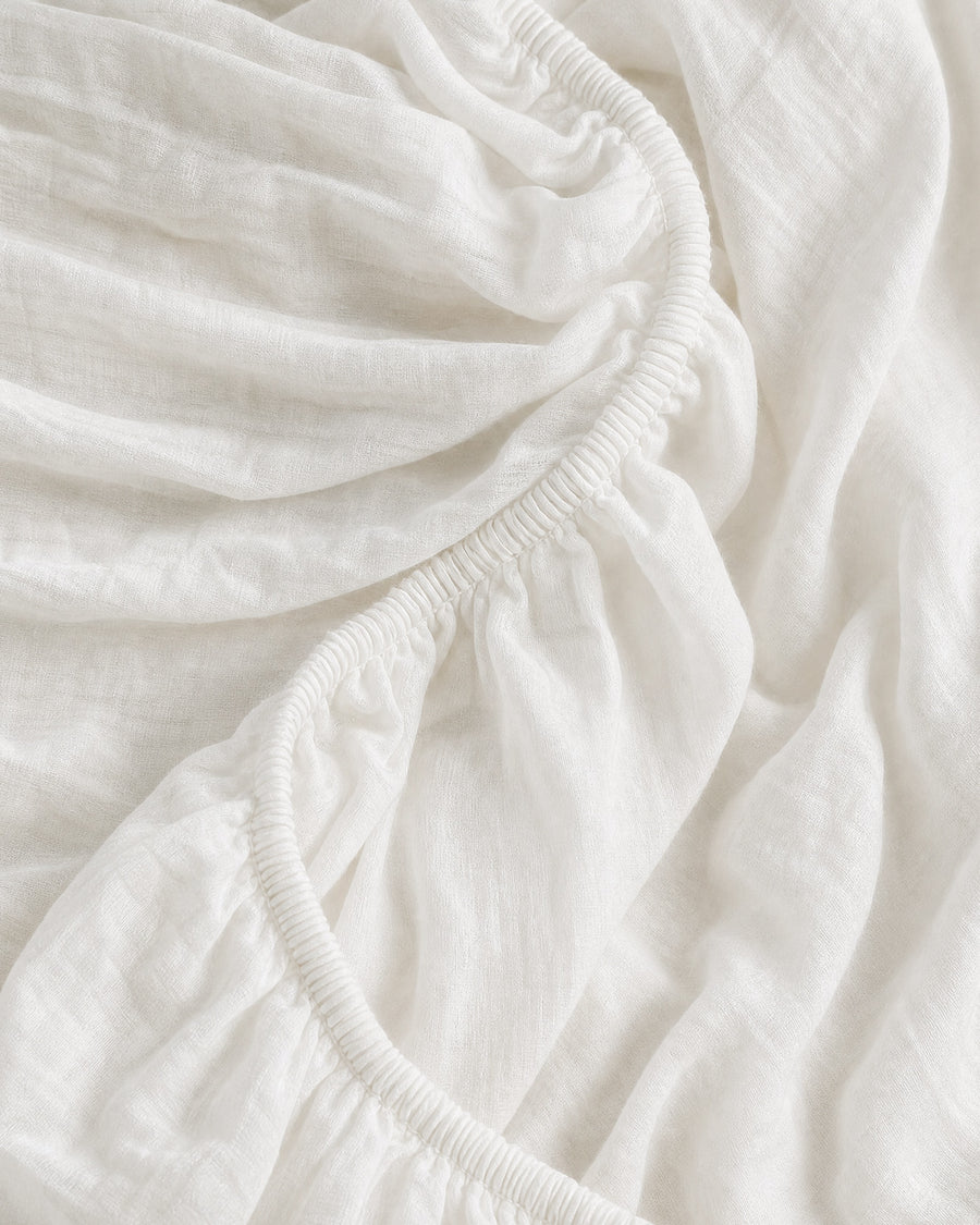 Coastal Cotton Mist  Fitted Sheet Set Off White - Taupe - Blue