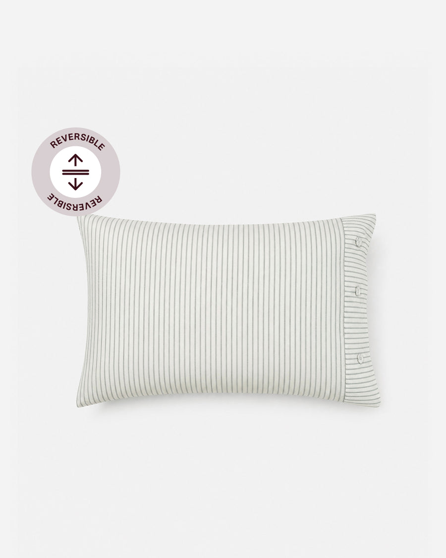Salvia Reversible Cotton Mist Pillowcase Set Light Sage - Off White